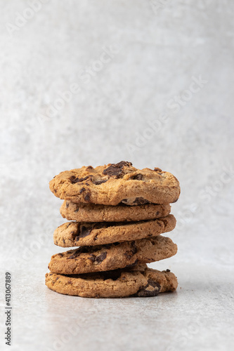 Cookies stacked with a light colored background