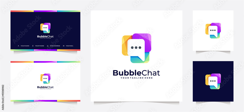 logo communication design logo with colorful chat icon