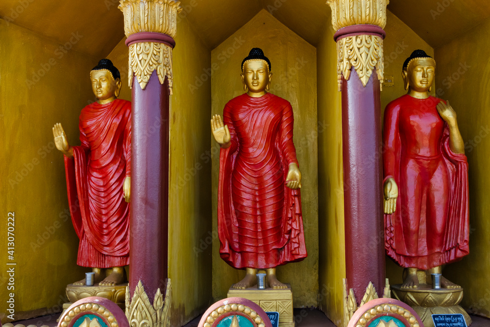 Buddhist statues in Golden Temple, the largest Theravada Buddhist