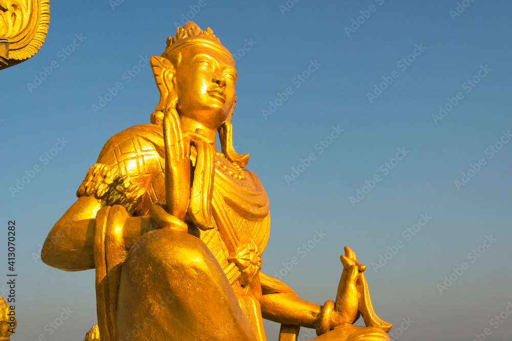 Buddhist statue in Golden Temple, the largest Theravada Buddhist temple in Bangladesh and has the country's second largest Buddha statue, Bandarban, Chittagong Division, Bangladesh