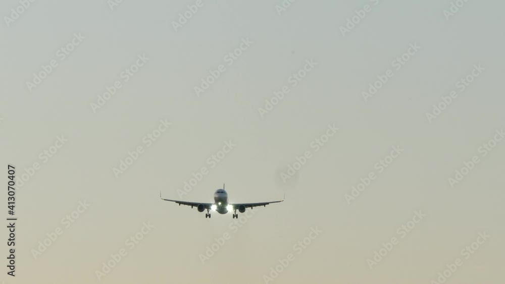 Commercial Passenger Airplane Jet Landing at Airport after International Flight Commercial Passenger Airplane Jet Landing at Airport after International Flight