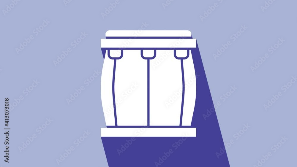 White Drum icon isolated on purple background. Music sign. Musical instrument symbol. 4K Video motion graphic animation White Drum icon isolated on purple background. Music sign. Musical instrument symbol. 4K Video motion graphic animation