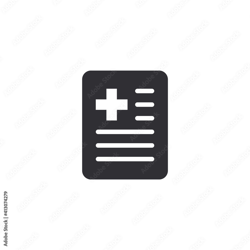 Fototapeta premium Medical card. Medical insurance. Medical record. Medical diagnosis. Add file. Profile icon. Document icon. Paper icon. Personal document. Identification card. Doctor id. Id card. Medicine chest.