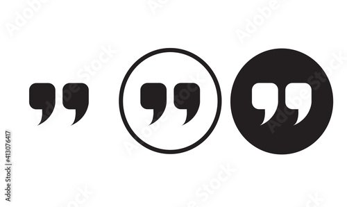 quotes icon black outline for web site design 
and mobile dark mode apps 
Vector illustration on a white background