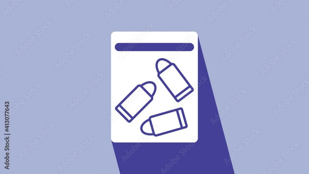 White Evidence bag and bullet icon isolated on purple background. 4K Video motion graphic animation White Evidence bag and bullet icon isolated on purple background. 4K Video motion graphic animation