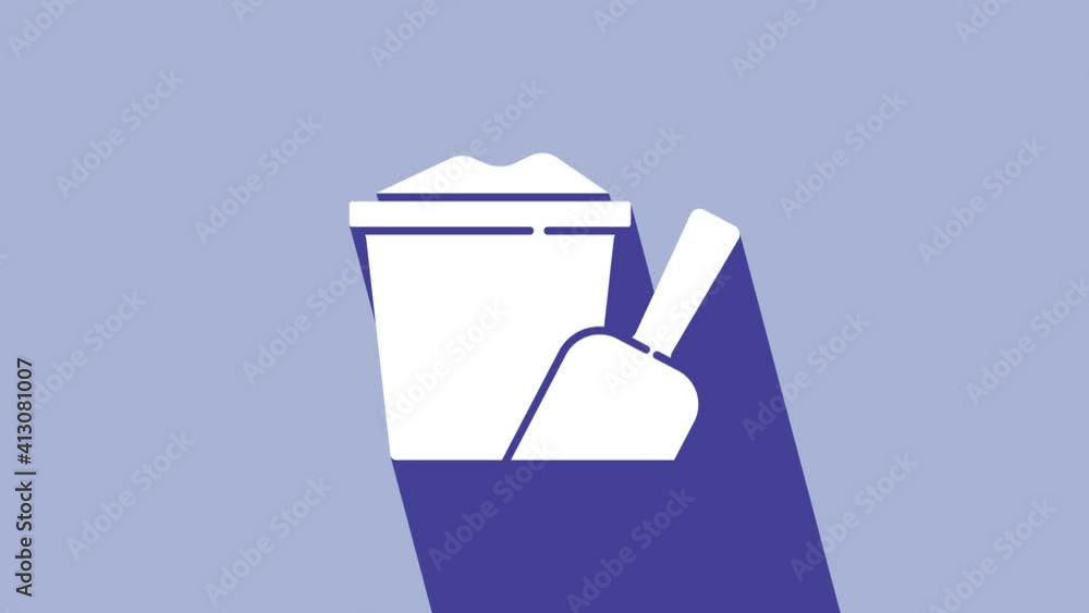White Sand in bucket with shovel icon isolated on purple background. Plastic kid toy. Summer icon. 4K Video motion graphic animation White Sand in bucket with shovel icon isolated on purple background. Plastic kid toy. Summer icon. 4K Video motion graphic animation