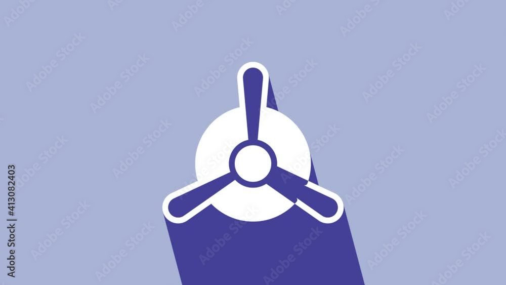 White Plane propeller icon isolated on purple background. Vintage aircraft propeller. 4K Video motion graphic animation White Plane propeller icon isolated on purple background. Vintage aircraft propeller. 4K Video motion graphic animation