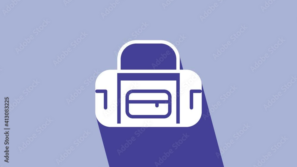 White Sport bag icon isolated on purple background. 4K Video motion graphic animation White Sport bag icon isolated on purple background. 4K Video motion graphic animation