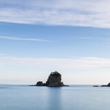 Long exposure shot of sea stack by the beach in Izu Peninsula, Shizuoka Prefecture, Japan