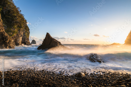 Sea stacks by the beach in Izu Peninsula, Shizuoka Prefecture, Japan