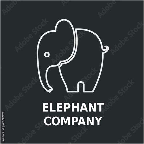 Simple Flat Minimalist Elephant Animal Logo Concept Vector Design. For Education  technology  store  business logo