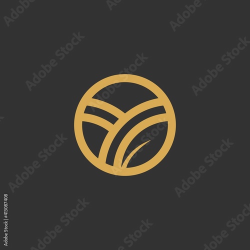 letter Y leaf and circle logo vector