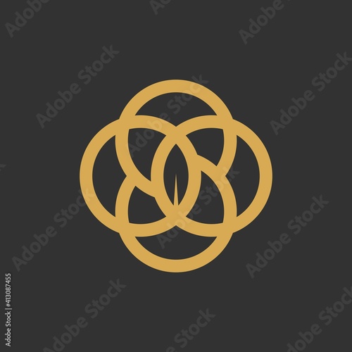 Circle floral logo vector ornament photo