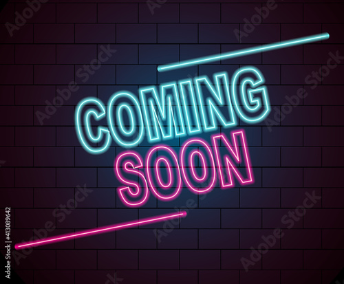 glowing neon coming soon sign template