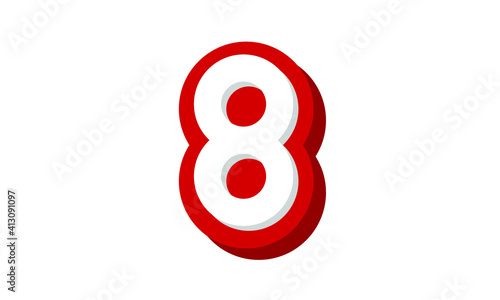 3D Number 8 Red Modern Cool Logo