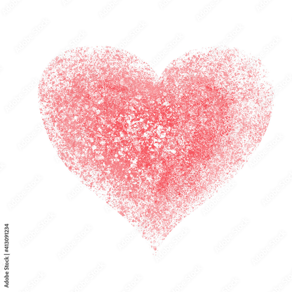 Hand drawn love heart illustration with abstract texture. Decorative element isolated on white background for your designe