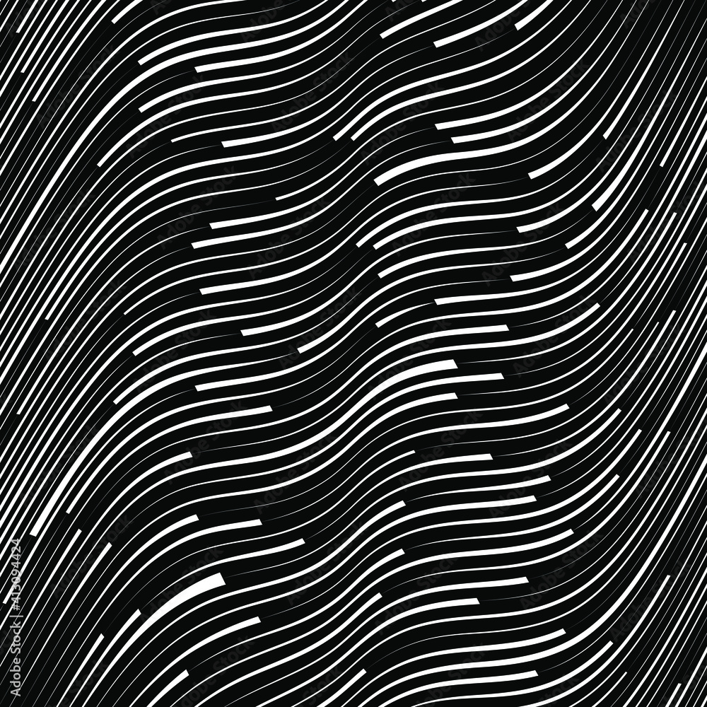 Diagonal white waved speed lines in triangle form. Vector illustration. Design element for logo, sign, symbol, blackout tattoo, web pages, prints, posters, monochrome pattern and abstract background Diagonal white waved speed lines in triangle form. Vector illustration. Design element for logo, sign, symbol, blackout tattoo, web pages, prints, posters, monochrome pattern and abstract background