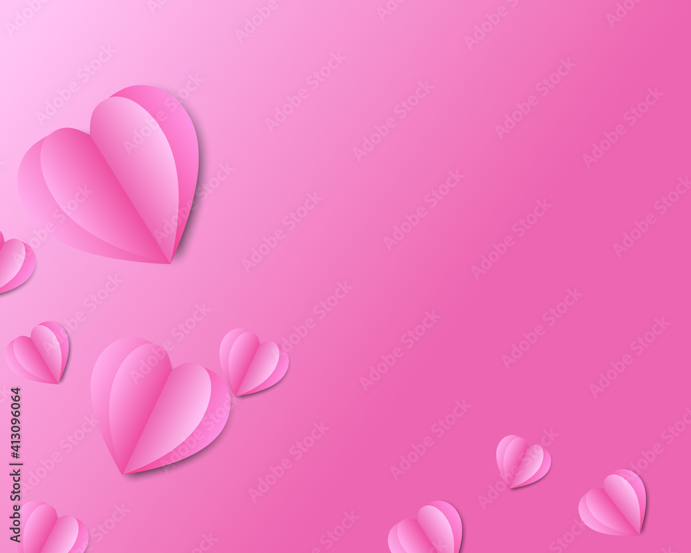 Beautiful pink heart-shaped paper background suitable for Valentine's Day.