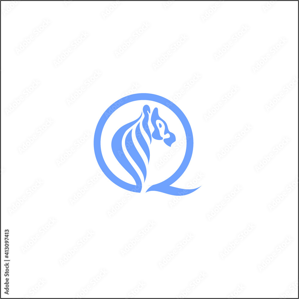 logo Q and horse vector syimbol image sign simple blue logo Q and horse vector syimbol image sign simple blue