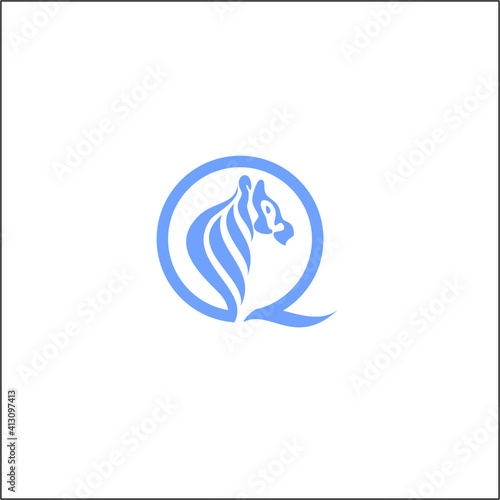 logo Q and horse vector syimbol image sign simple blue 