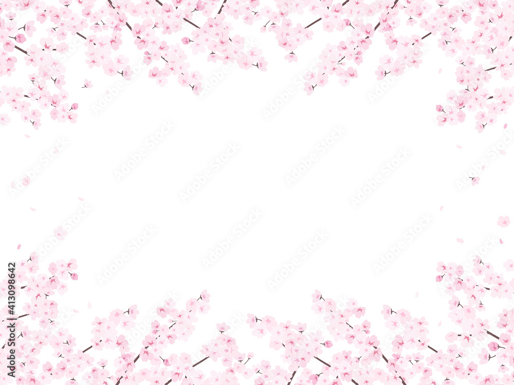 満開の桜　フレーム・背景素材（横向き）
