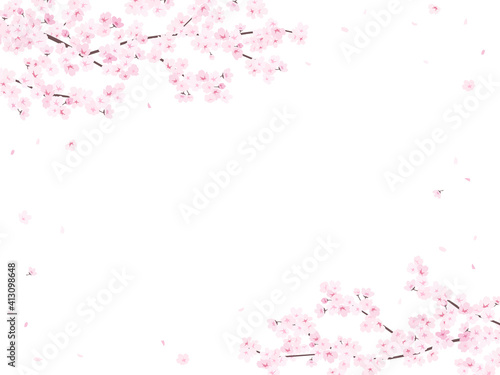 満開の桜　フレーム・背景素材（横向き）