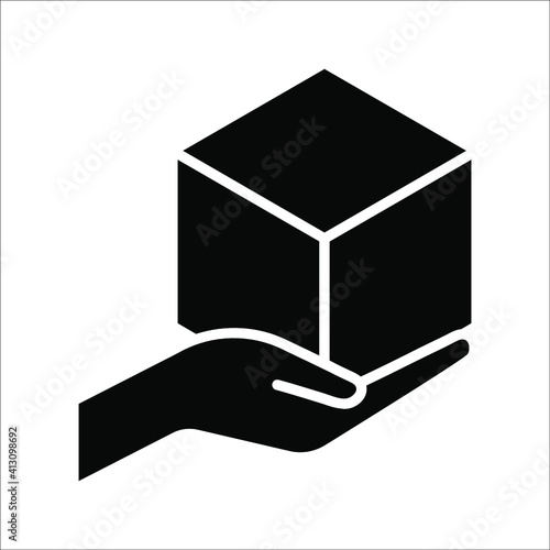 Hand and box icon Vector graphic illustration. Suitable for website design, logo, mobile app, Infographic, and more. color editable