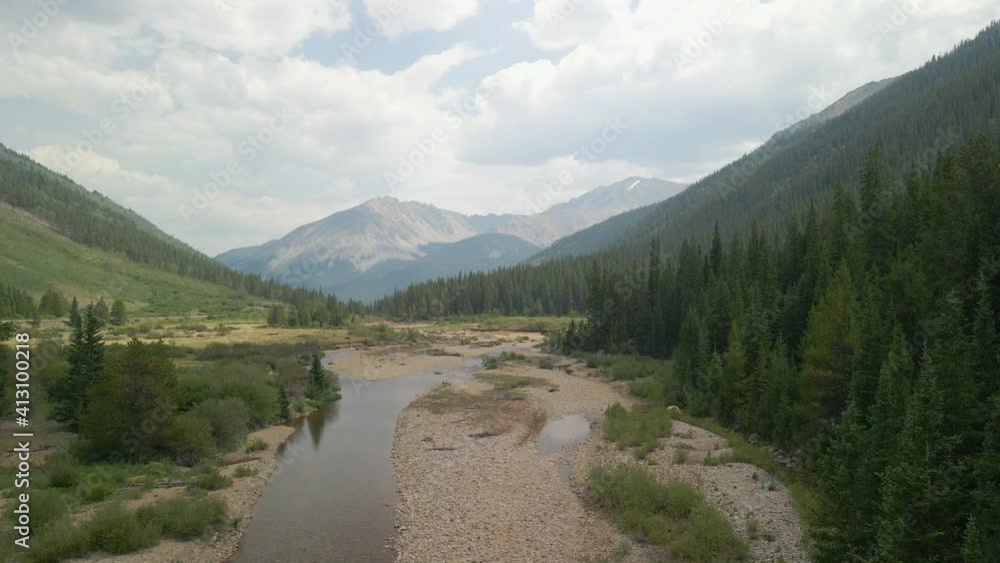 Aerial clip over river in Colorado Rockies Aerial clip over river in Colorado Rockies