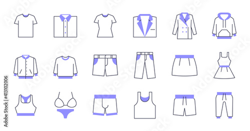 Colored Line Clothing Icons