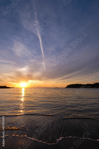 神奈川県逗子海岸の夕焼け