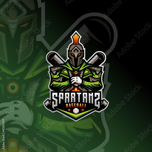 Spartan Warrior Mascot Logo Design For Baseball Club