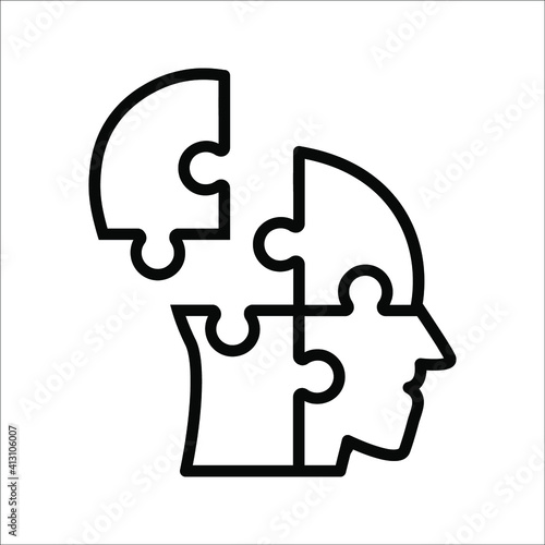 Simple Head Puzzle Mind Design For Education Industry. idea concept vector icon on white background. color editable