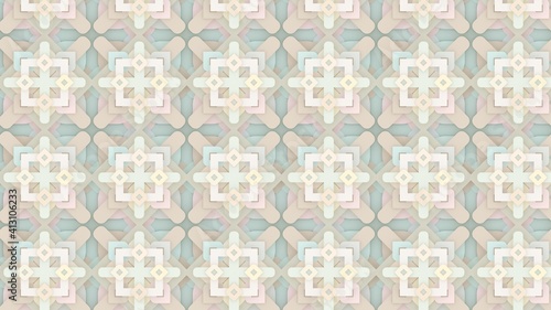 3d Seamless Abstract Geometric Pattern in Pastel Beige Color Tone