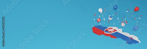 Canvas Print Map of Slovakia combined with flags for social media and website background cove