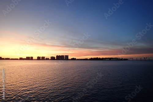 Cityscape of Clearwater Florida at sunset