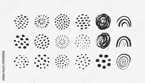 Abstract Graphic Elements in Minimal Trendy Style. Vector Set of Hand Drawn Texture for creating Patterns, Invitations, Posters, Covers, Social Media Posts and Stories