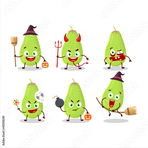 Halloween expression emoticons with cartoon character of bilimbi