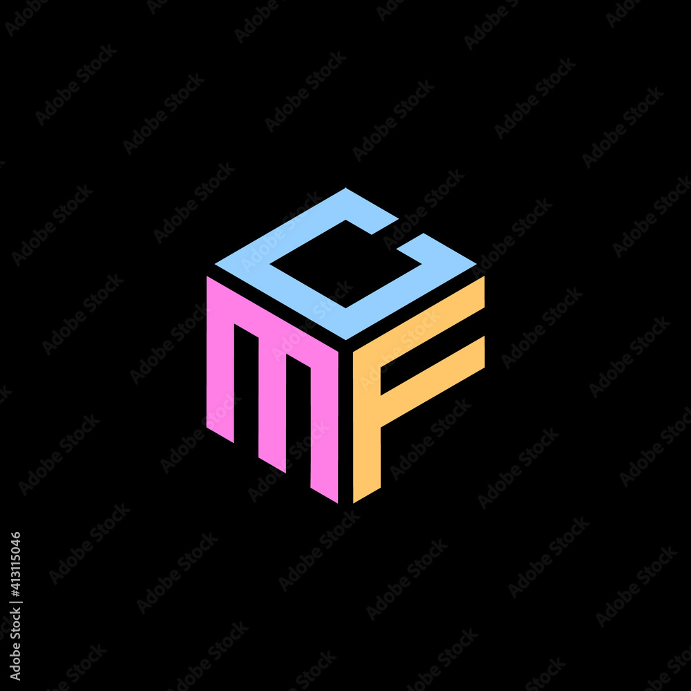 Hexagon logo. CMF letter vector design Hexagon logo. CMF letter vector design