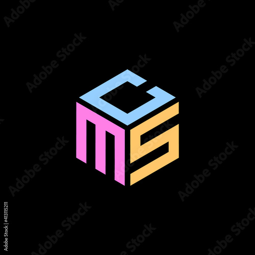 Hexagon logo. CMS letter vector design