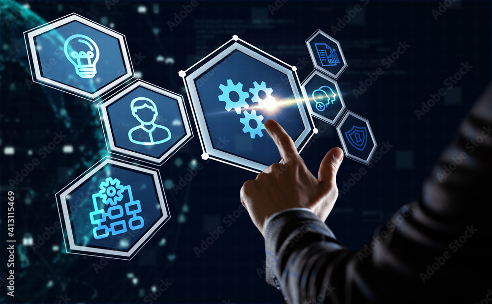 Business, Technology, Internet and network concept. Automation Software Technology Process System. Business, Technology, Internet and network concept. Automation Software Technology Process System.