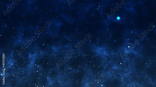 blue starry night sky universe motion background shining particles. Shimmering Glittering Particles
