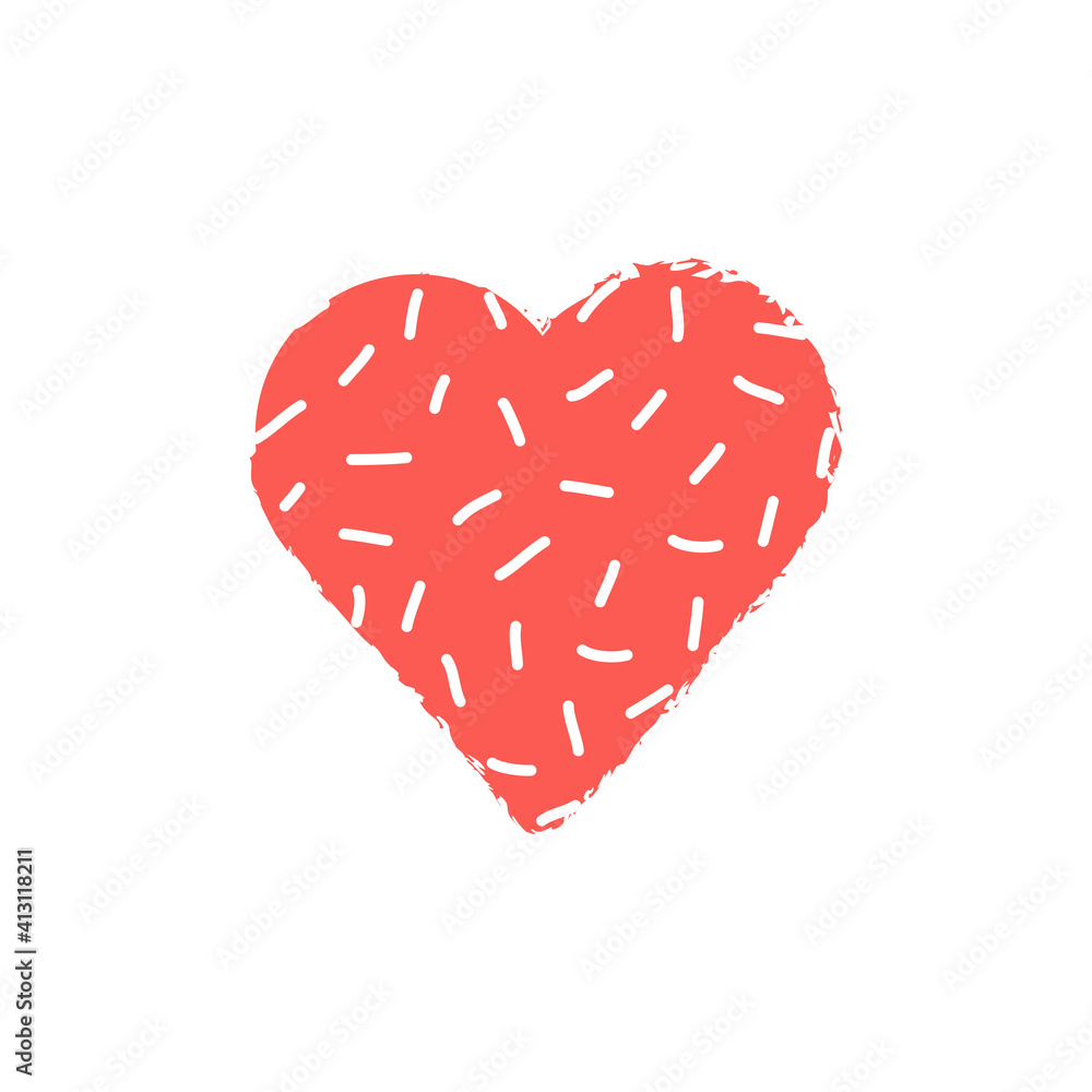 Vector heart isolated on transparent background. Love valentines day clipart. Heart shape decorated by stripes