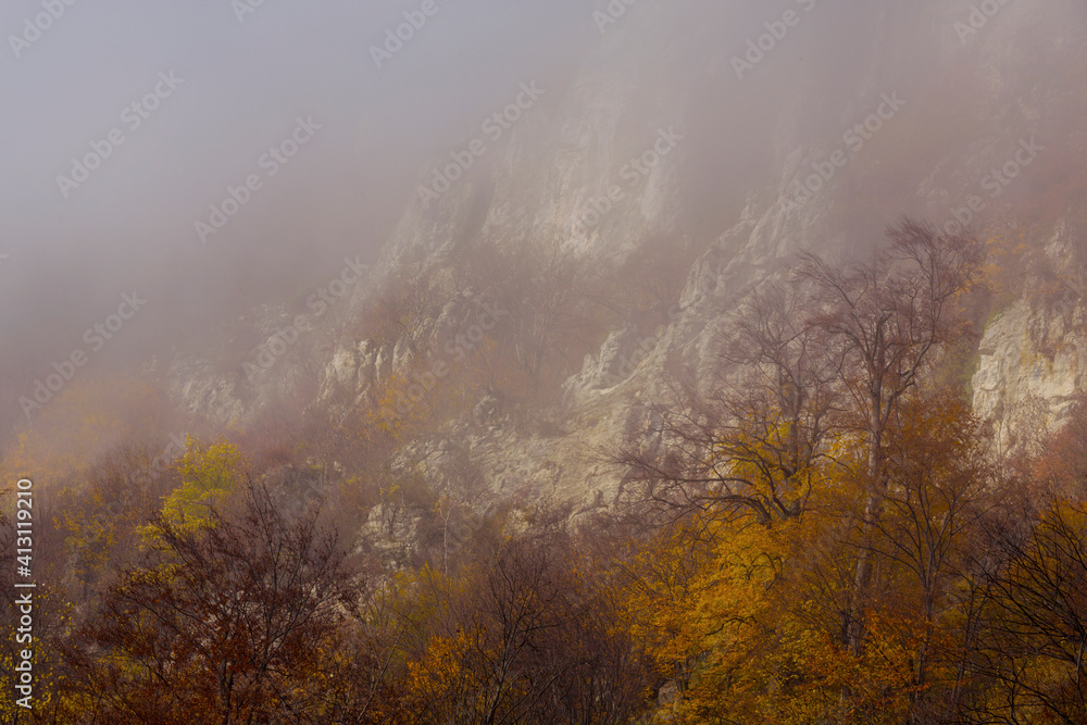Autumn landscape, with beautiful lights and colors in the mountains