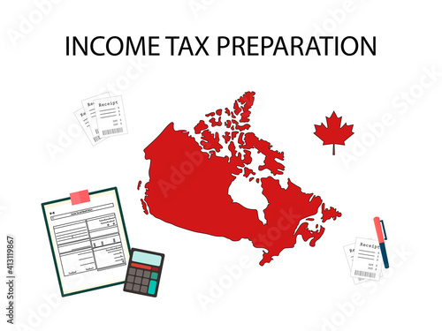 Vector Illustration for Income Tax Professional Preparation. Tax Season Trust Concept.