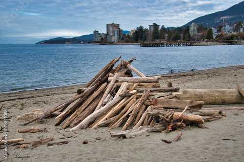 Image of the Driftwood Forts on the beach.   West Vancouver BC Canada  © haseg77