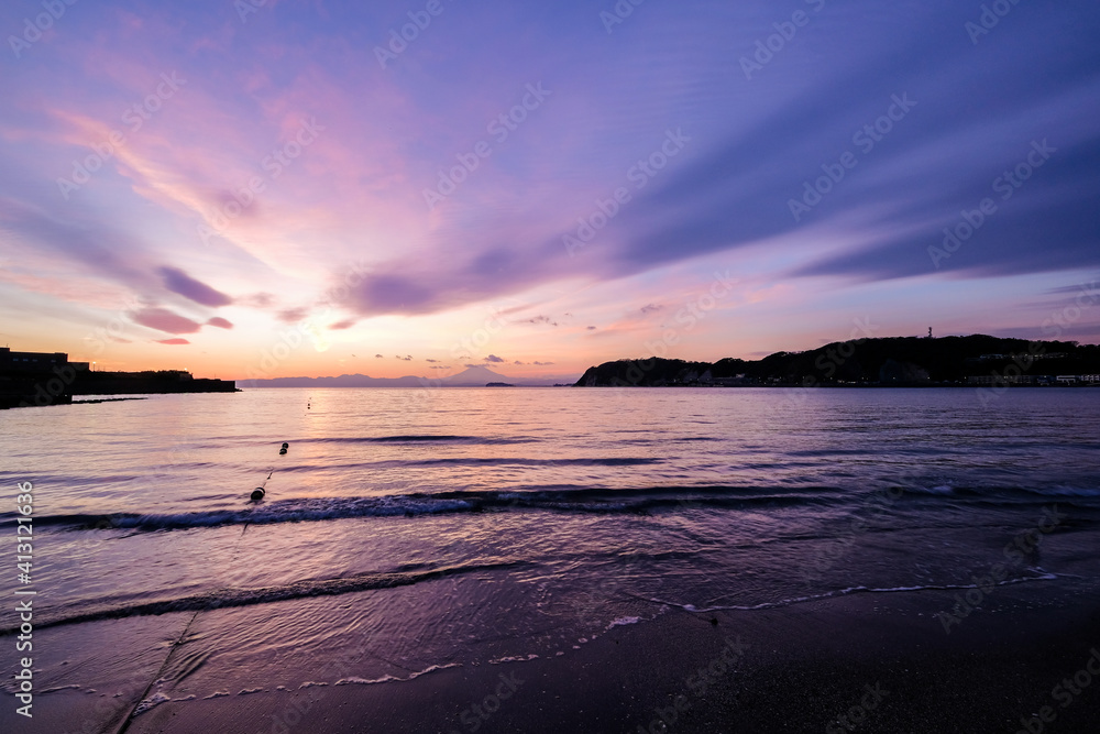 神奈川県逗子海岸の夕焼け 神奈川県逗子海岸の夕焼け