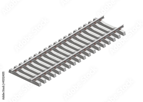 Railway track. Simple flat illustration in isometric view