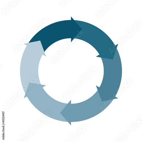 インフォグラフィックス｜6分割の円と矢印のチャート図PDCAビジネスプロセス経営グレー
