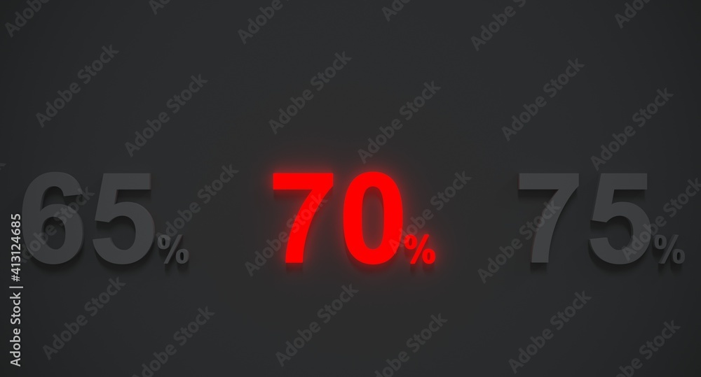 Sale 70 percent in red light 3d render Sale 70 percent in red light 3d render