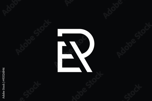 ER logo letter design on luxury background. RE logo monogram initials letter concept. ER icon logo design. RE elegant and Professional letter icon design on black background. R E ER RE